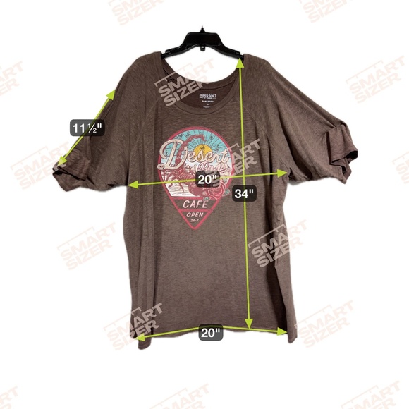 Torrid Desert Rose Cafe Graphic T-Shirt Brown Slub Jersey Size 5 Super Soft - Picture 3 of 8